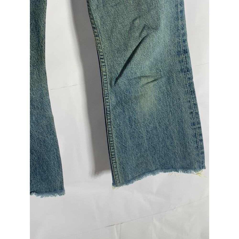 REFORMATION Women's Baltic Blue Mid-Rise Crop Flare Petite Frayed Jean SZ 25 - Picture 7 of 13